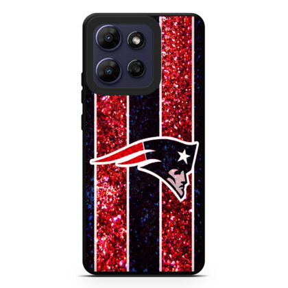 New England Patriots Varsity Stripe, Faux Sparkle Motorola Moto G Power 2026 case